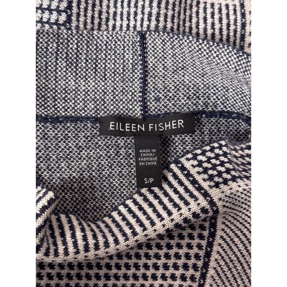Eileen Fisher Sweater Small Womens Jacquard Knit Mock Neck Geometric Check - Picture 7 of 8